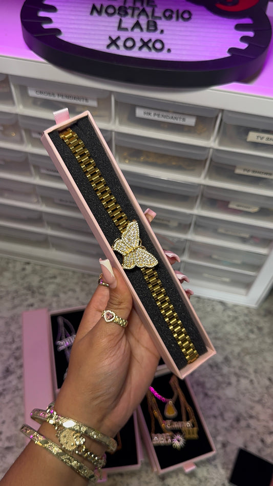 Pink Butterfly Rolex Chain