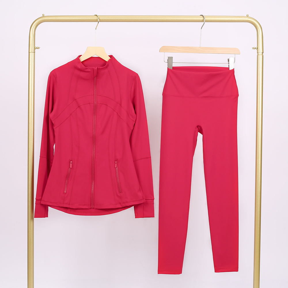 Lululemon Red Full Zip Define Leggings Set