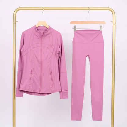 Lululemon Pink Frosting Full Zip Define Leggings Set