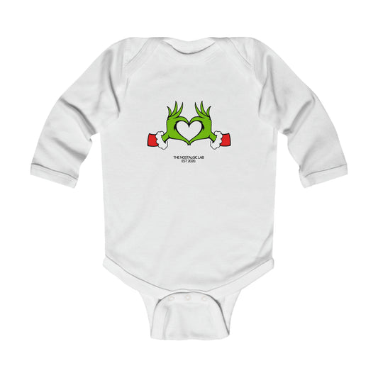 Grinch Heart Infant Long Sleeve Bodysuit