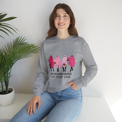 Unisex On Wednesdays We Wear Pink Crewneck Sweatshirt
