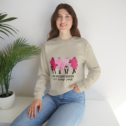 Unisex On Wednesdays We Wear Pink Crewneck Sweatshirt