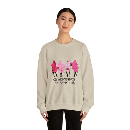 Unisex On Wednesdays We Wear Pink Crewneck Sweatshirt