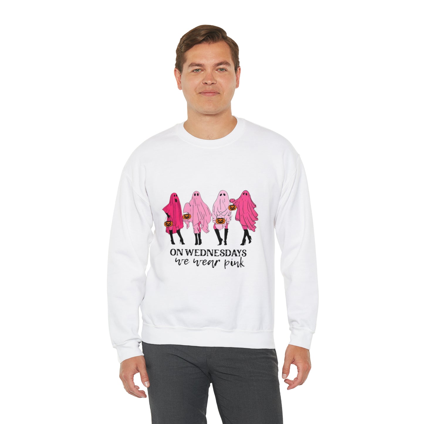 Unisex On Wednesdays We Wear Pink Crewneck Sweatshirt