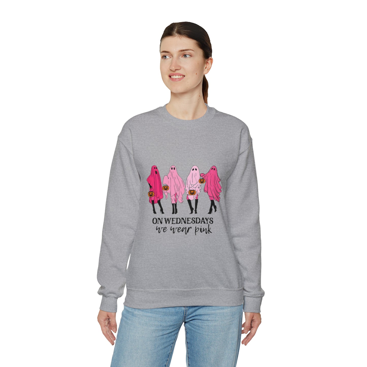 Unisex On Wednesdays We Wear Pink Crewneck Sweatshirt