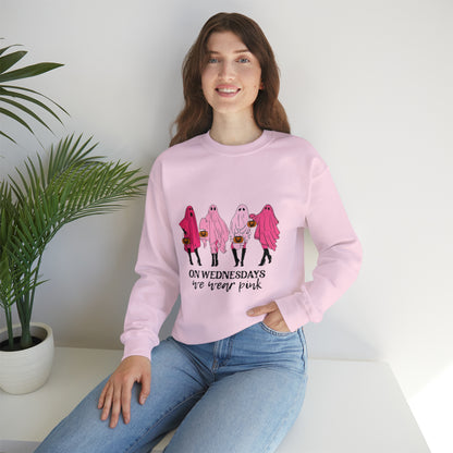 Unisex On Wednesdays We Wear Pink Crewneck Sweatshirt