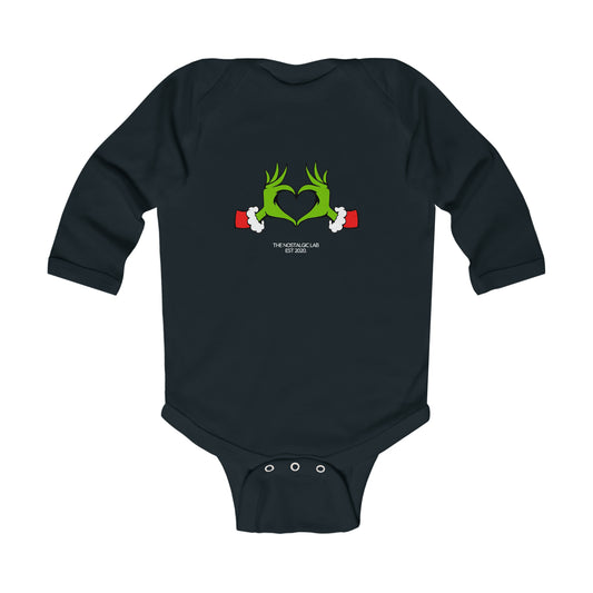 Grinch Heart Infant Long Sleeve Bodysuit