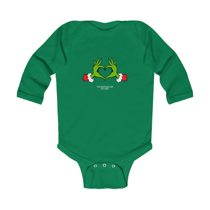 Grinch Heart Infant Long Sleeve Bodysuit