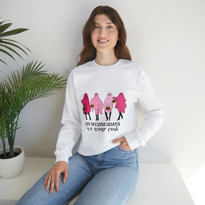 Unisex On Wednesdays We Wear Pink Crewneck Sweatshirt
