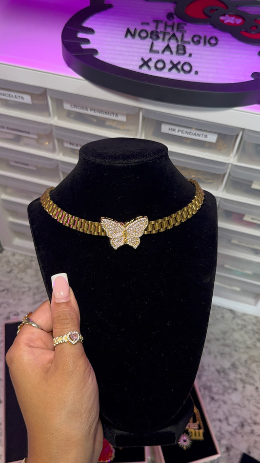 Pink Butterfly Rolex Chain