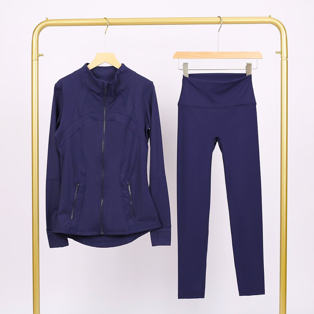 Lululemon Navy Blue Full Zip Define Leggings Set