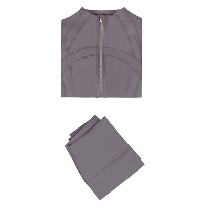 Lululemon Full Zip Define Leggings Set - Dark Grey Gold Zipper