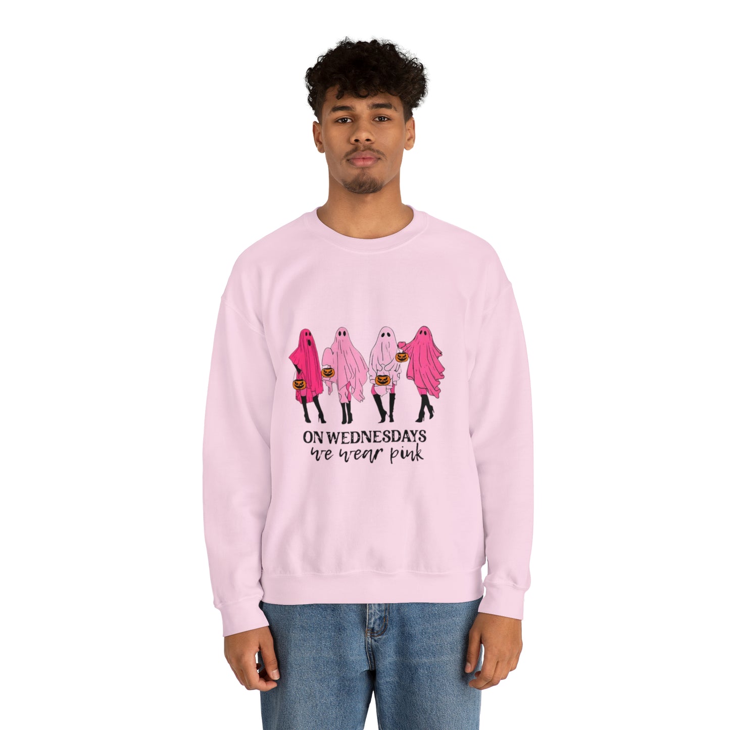 Unisex On Wednesdays We Wear Pink Crewneck Sweatshirt
