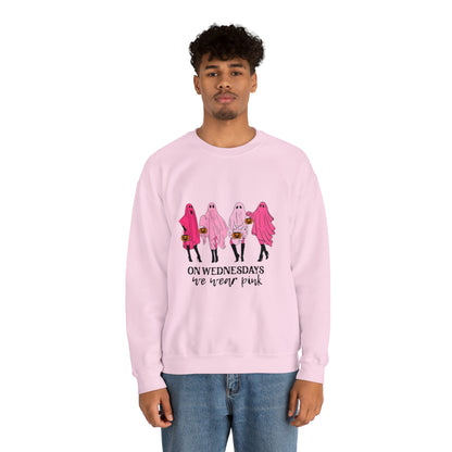 Unisex On Wednesdays We Wear Pink Crewneck Sweatshirt
