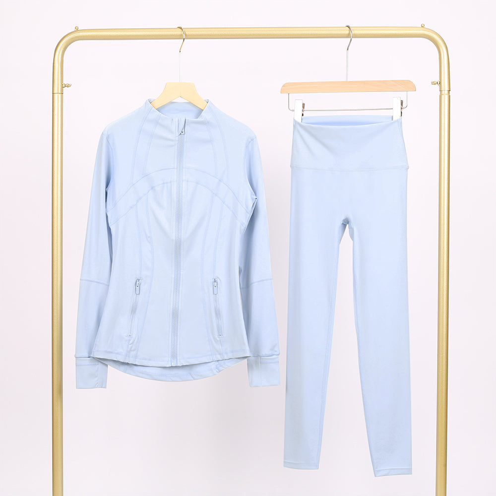 Lululemon Serene Blue Full Zip Define Leggings Set