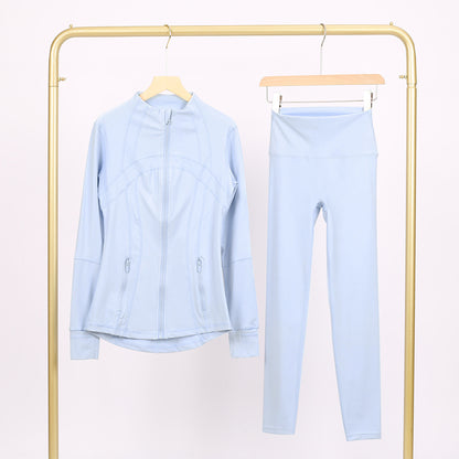 Lululemon Serene Blue Full Zip Define Leggings Set