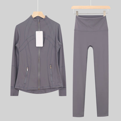 Lululemon Full Zip Define Leggings Set - Dark Grey Gold Zipper
