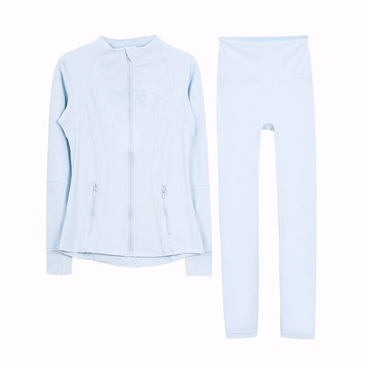 Lululemon Serene Blue Full Zip Define Leggings Set