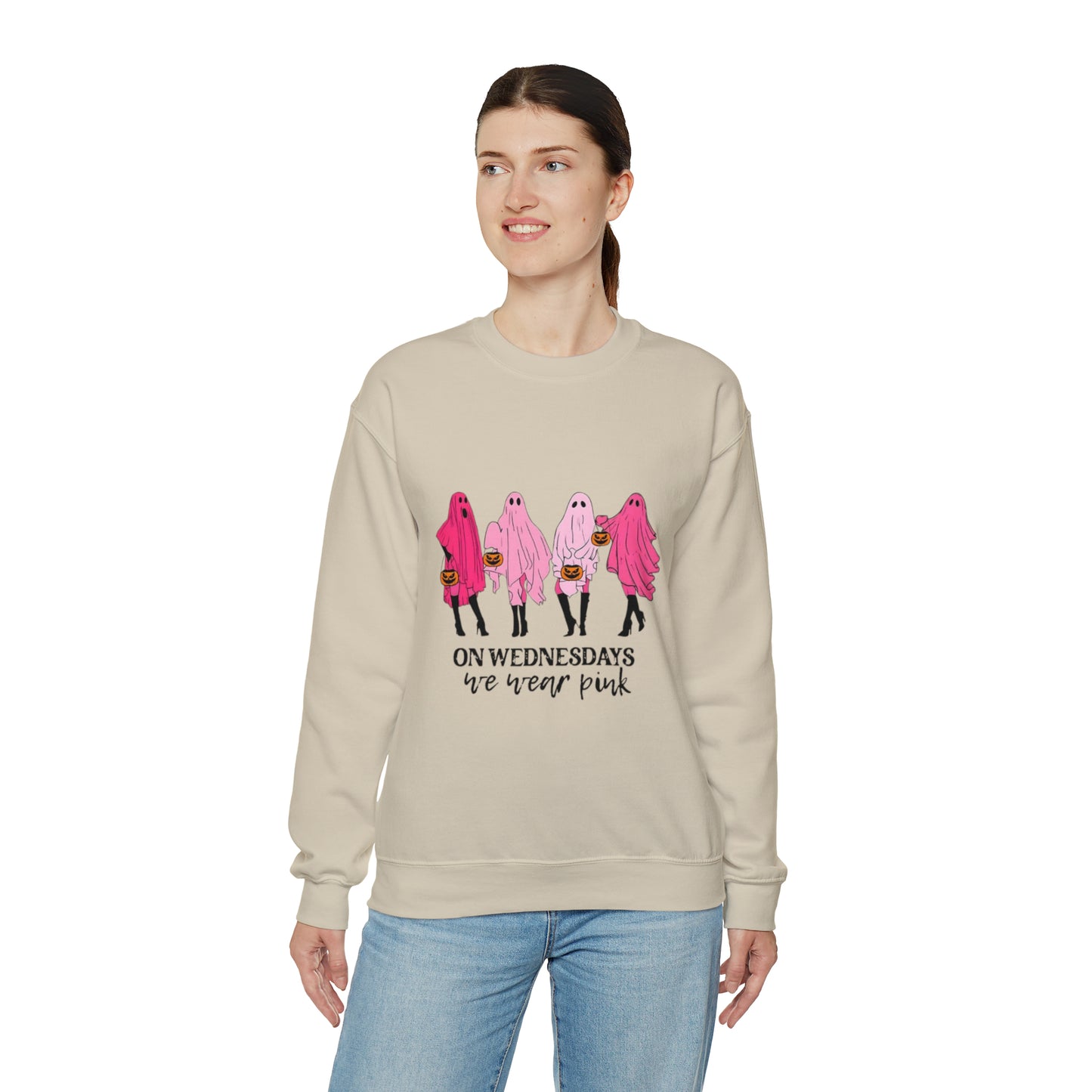 Unisex On Wednesdays We Wear Pink Crewneck Sweatshirt