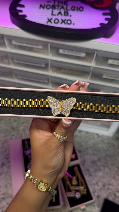 Pink Butterfly Rolex Chain