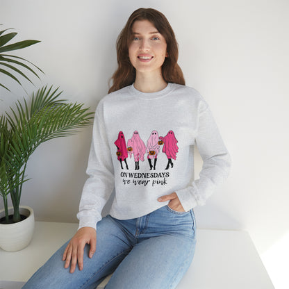 Unisex On Wednesdays We Wear Pink Crewneck Sweatshirt