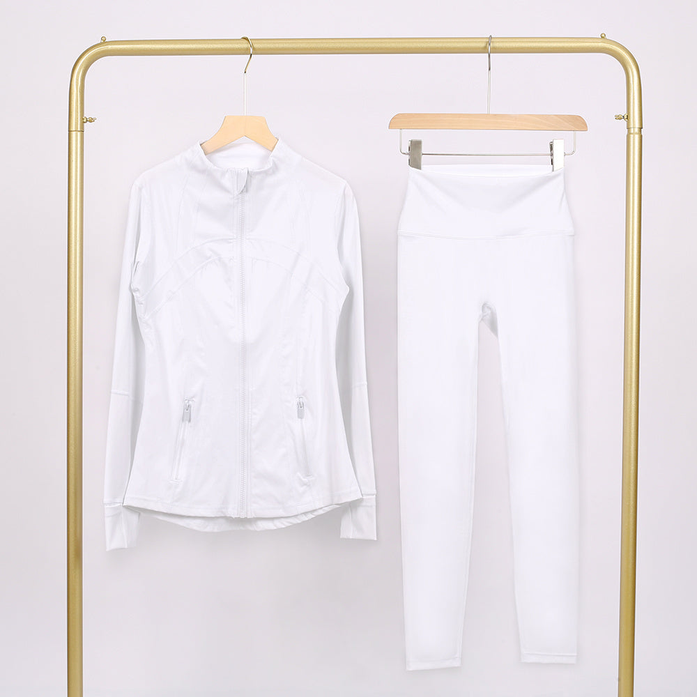 Lululemon White Full Zip Define Leggings Set