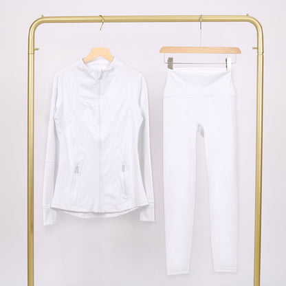 Lululemon White Full Zip Define Leggings Set