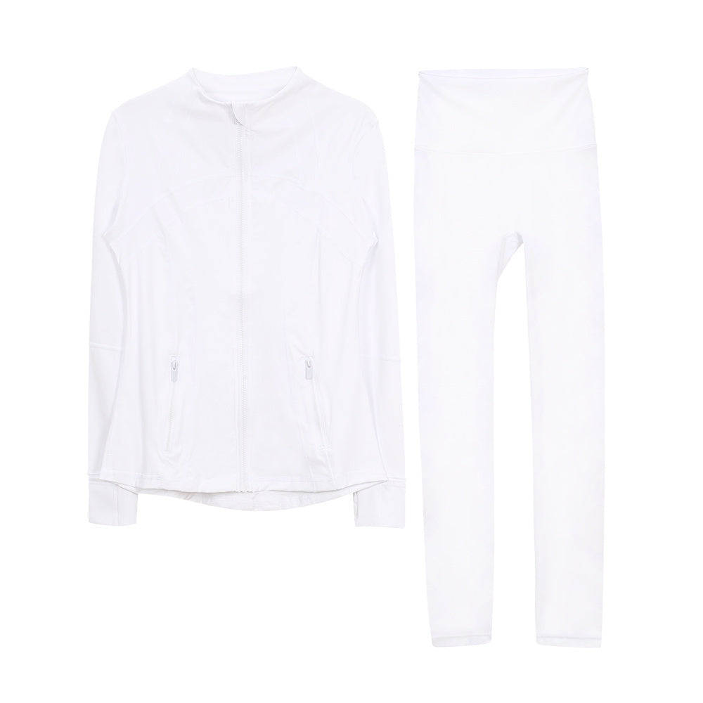 Lululemon White Full Zip Define Leggings Set