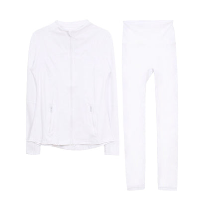 Lululemon White Full Zip Define Leggings Set