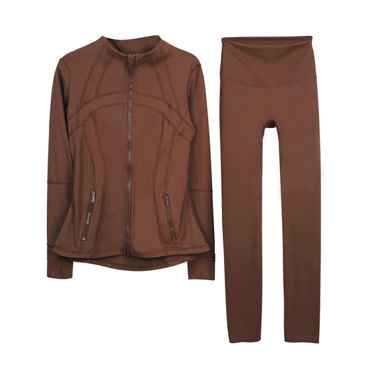 Lululemon Roasted Brown Full Zip Define Leggings Set