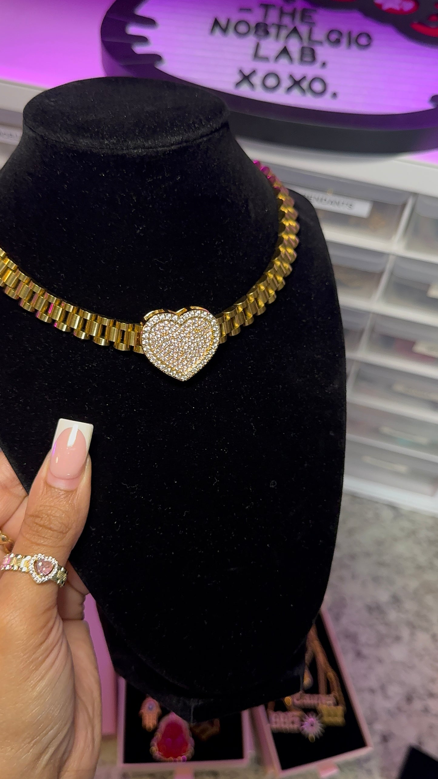 Pink Hrt Rolex Chain
