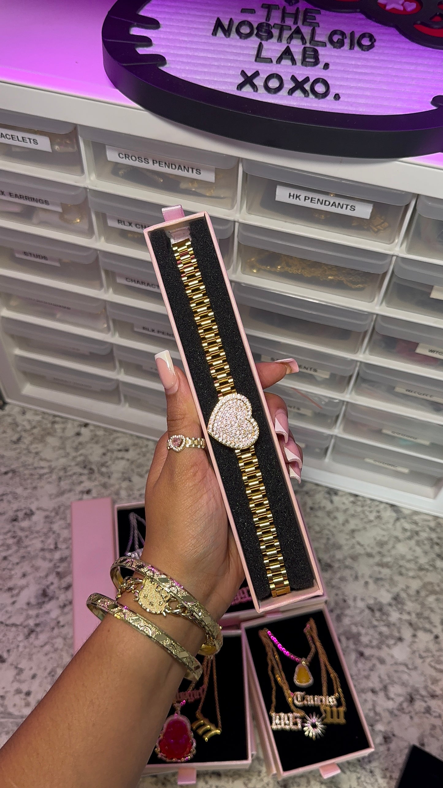 Pink Hrt Rolex Chain