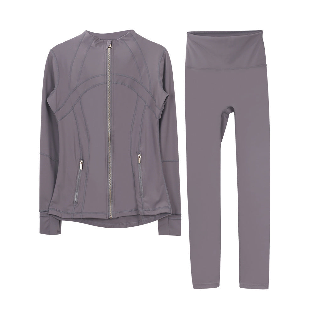 Lululemon Full Zip Define Leggings Set - Dark Grey Gold Zipper