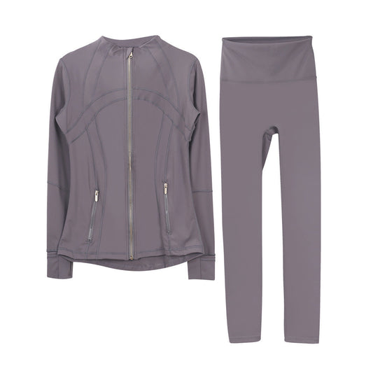 Lululemon Full Zip Define Leggings Set - Dark Grey Gold Zipper