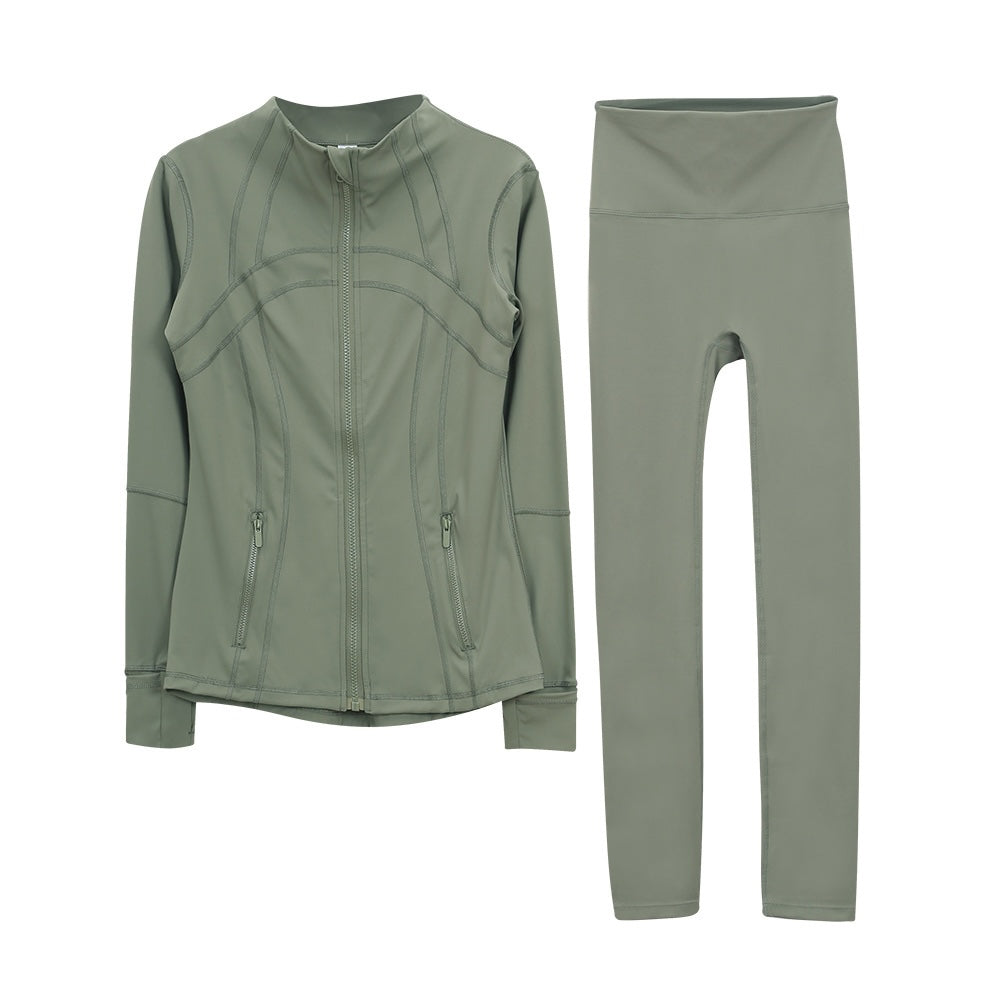 Lululemon Olive Green Full Zip Define Leggings Set