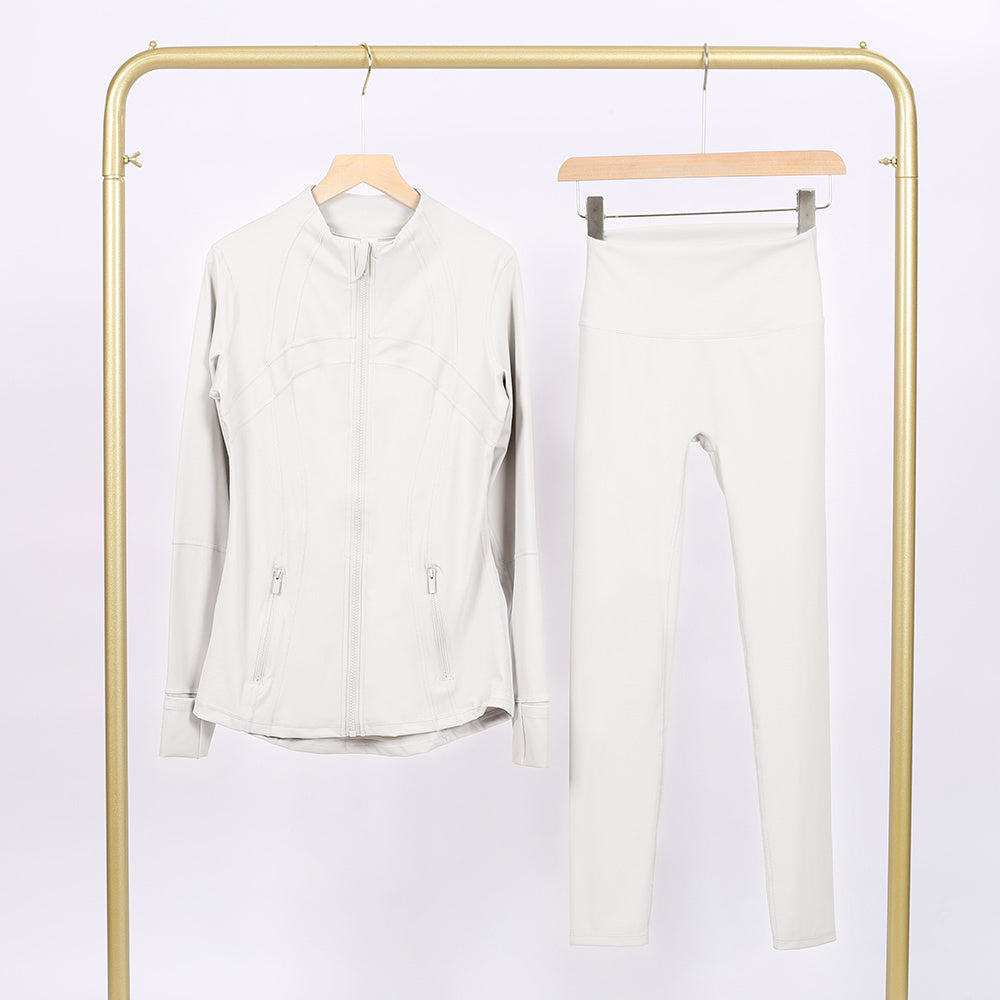 Lululemon Bone Full Zip Define Leggings Set