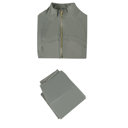 Lululemon Full Zip Define Leggings Set - Olive Green Gold Zipper