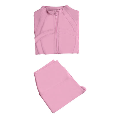 Lululemon Pink Frosting Full Zip Define Leggings Set