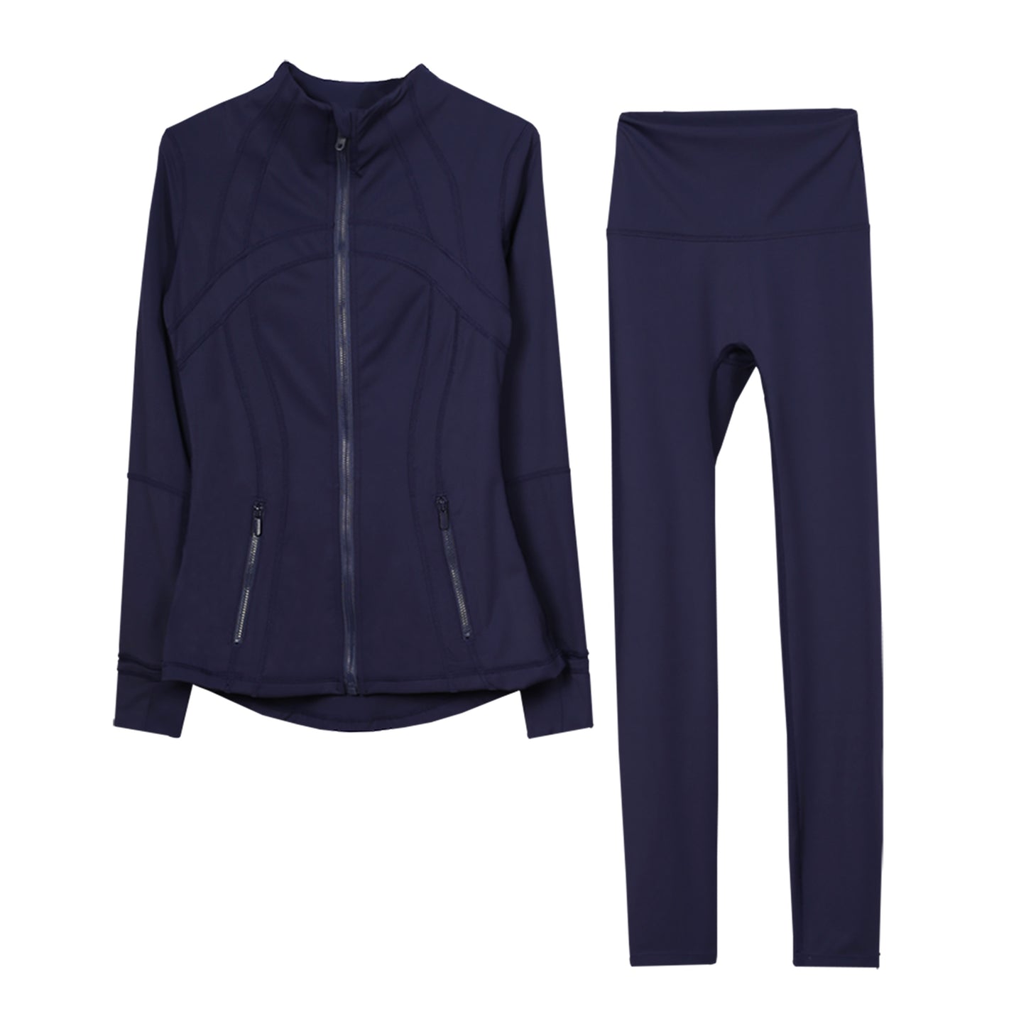 Lululemon Navy Blue Full Zip Define Leggings Set