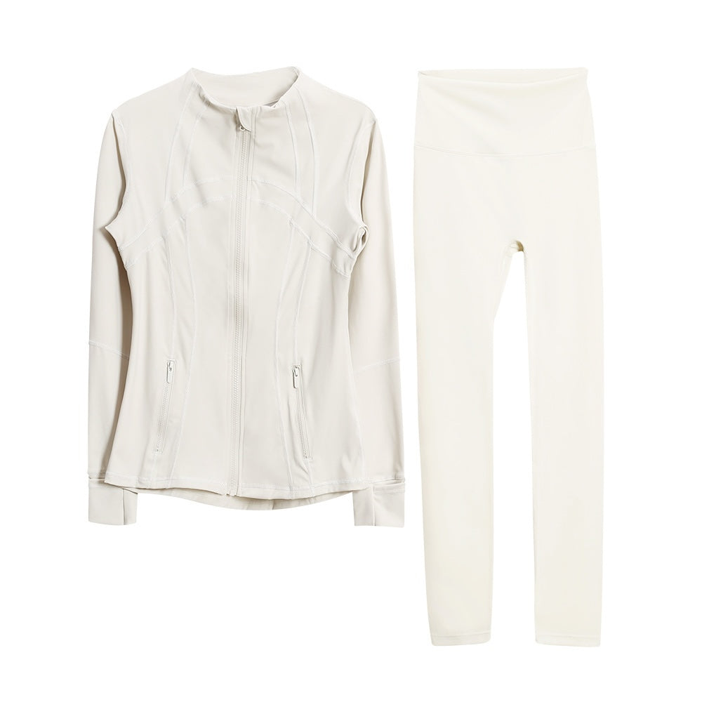 Lululemon Bone Full Zip Define Leggings Set