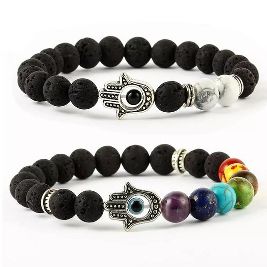 Lava Stone Beaded Buddha Bracelet