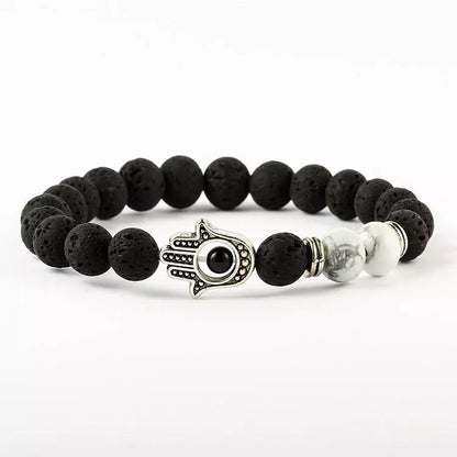 Lava Stone Beaded Buddha Bracelet