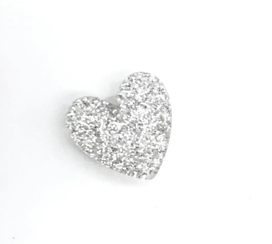 Silver Glitter Heart Croc Klip